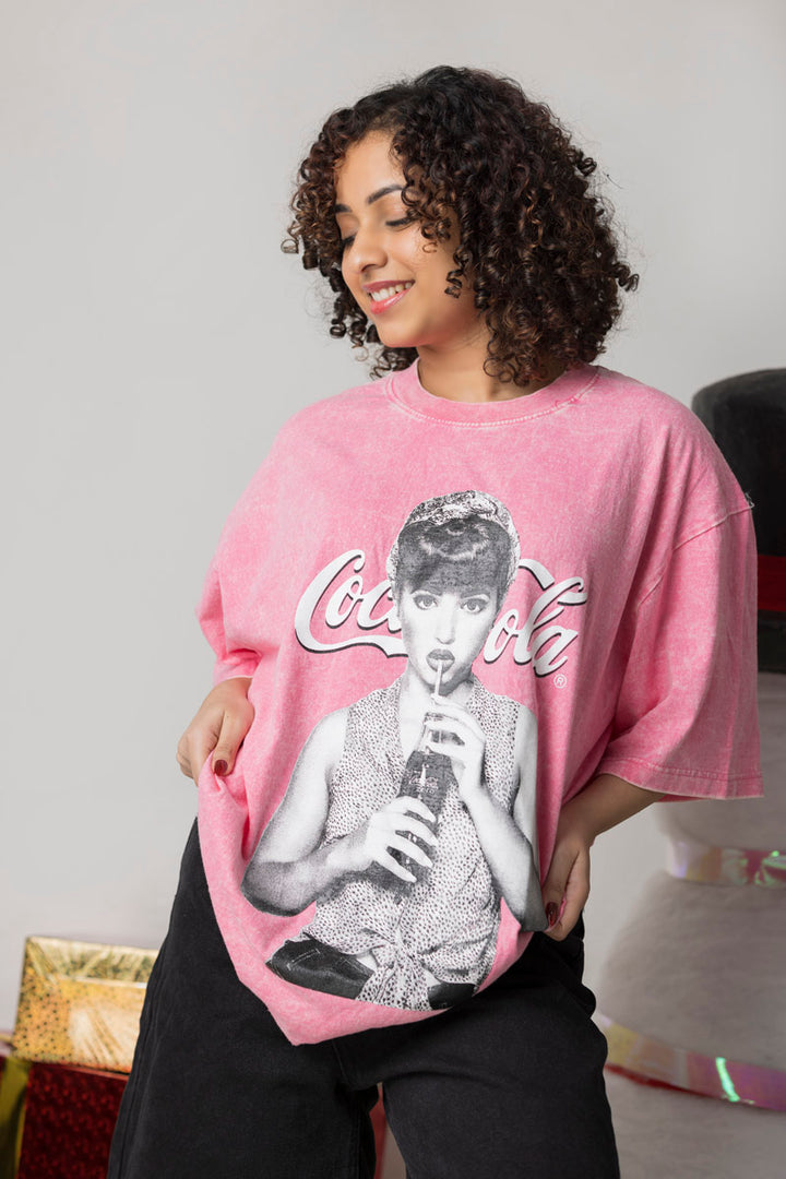 Coca-cola Vintage Acid-washed Tee - Pink