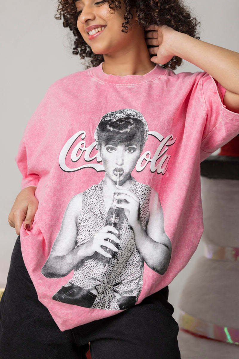 Coca-cola Vintage Acid-washed Tee - Pink