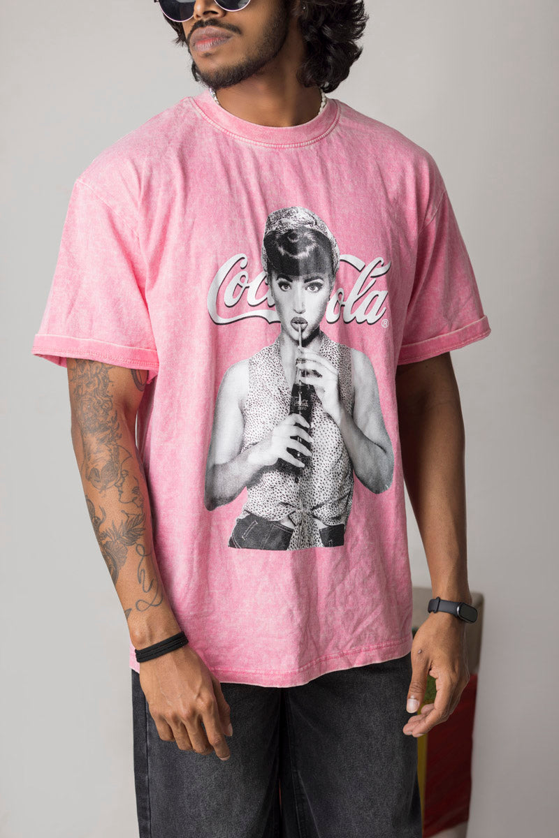 Coca-cola Vintage Acid-washed Tee - Pink