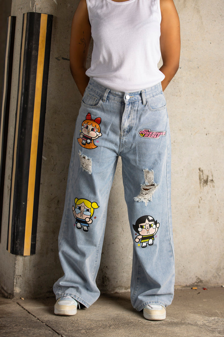 'Power Puff Girls' Wide-leg Denim