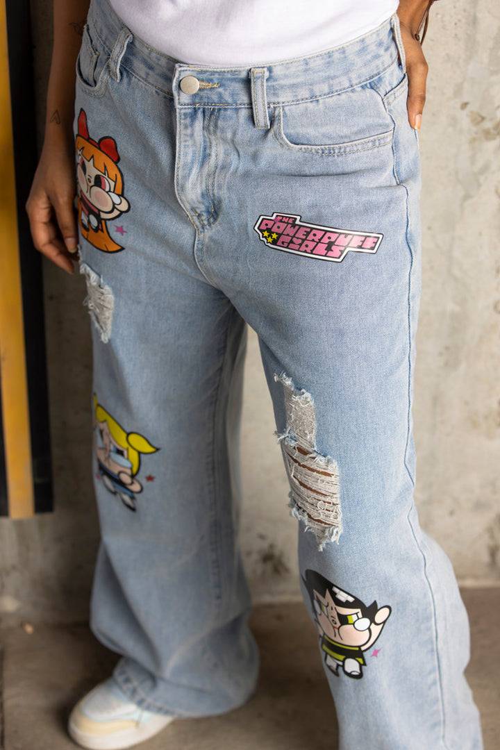 'Power Puff Girls' Wide-leg Denim