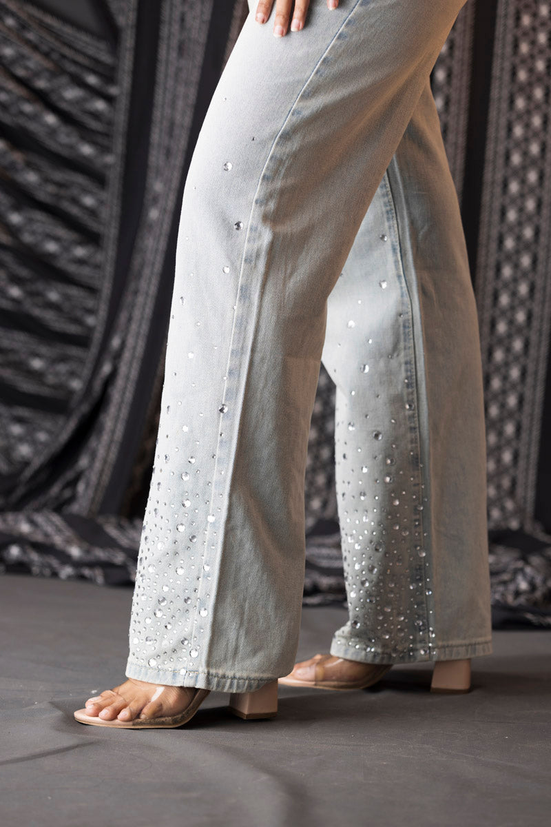 Sequin Wide-leg Denim