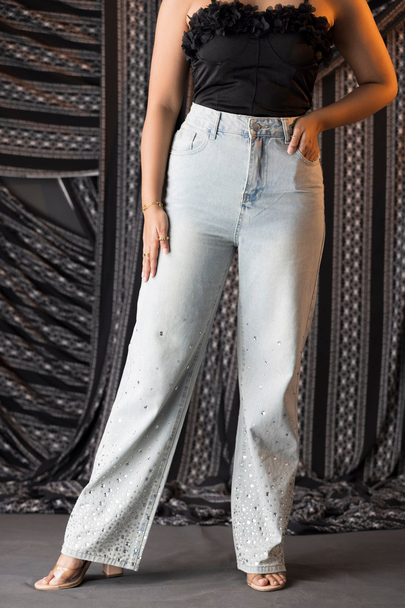 Sequin Wide-leg Denim