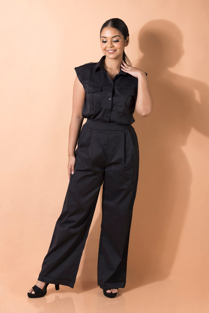 Dress Shirt and High-waist Pant Co-ord Set