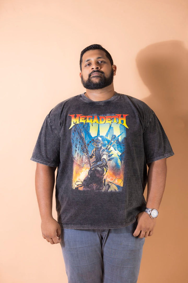 MegaDeth Acid Washed +Size Tee