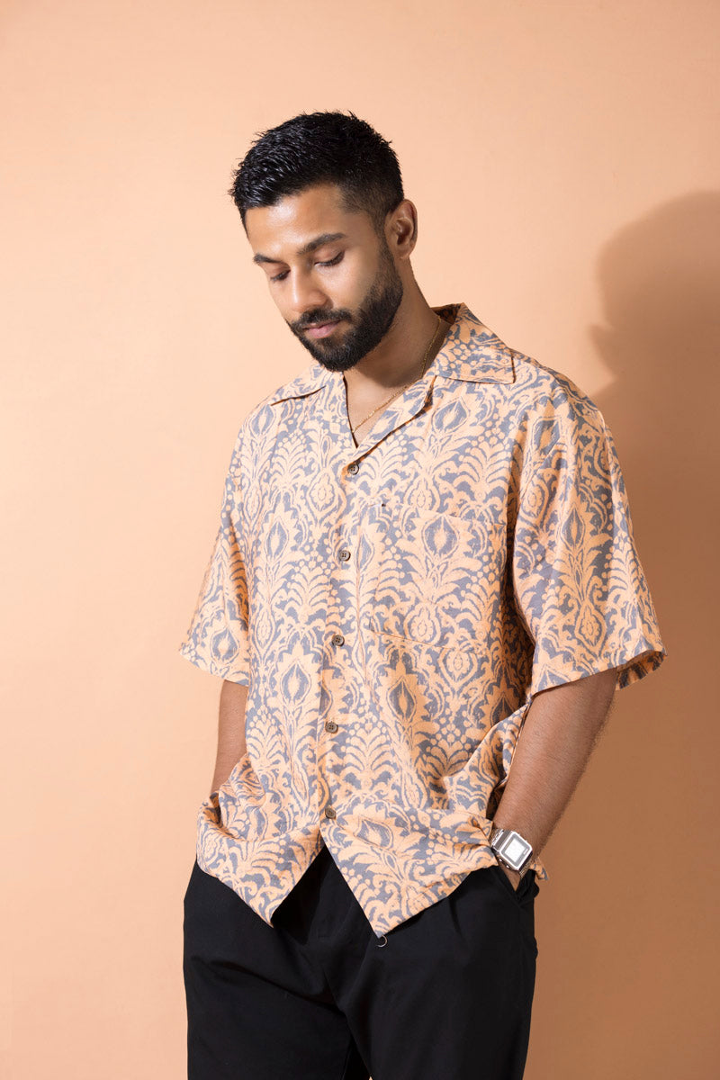 Oversized Relaxed Revere Shirt -  Bandana Print