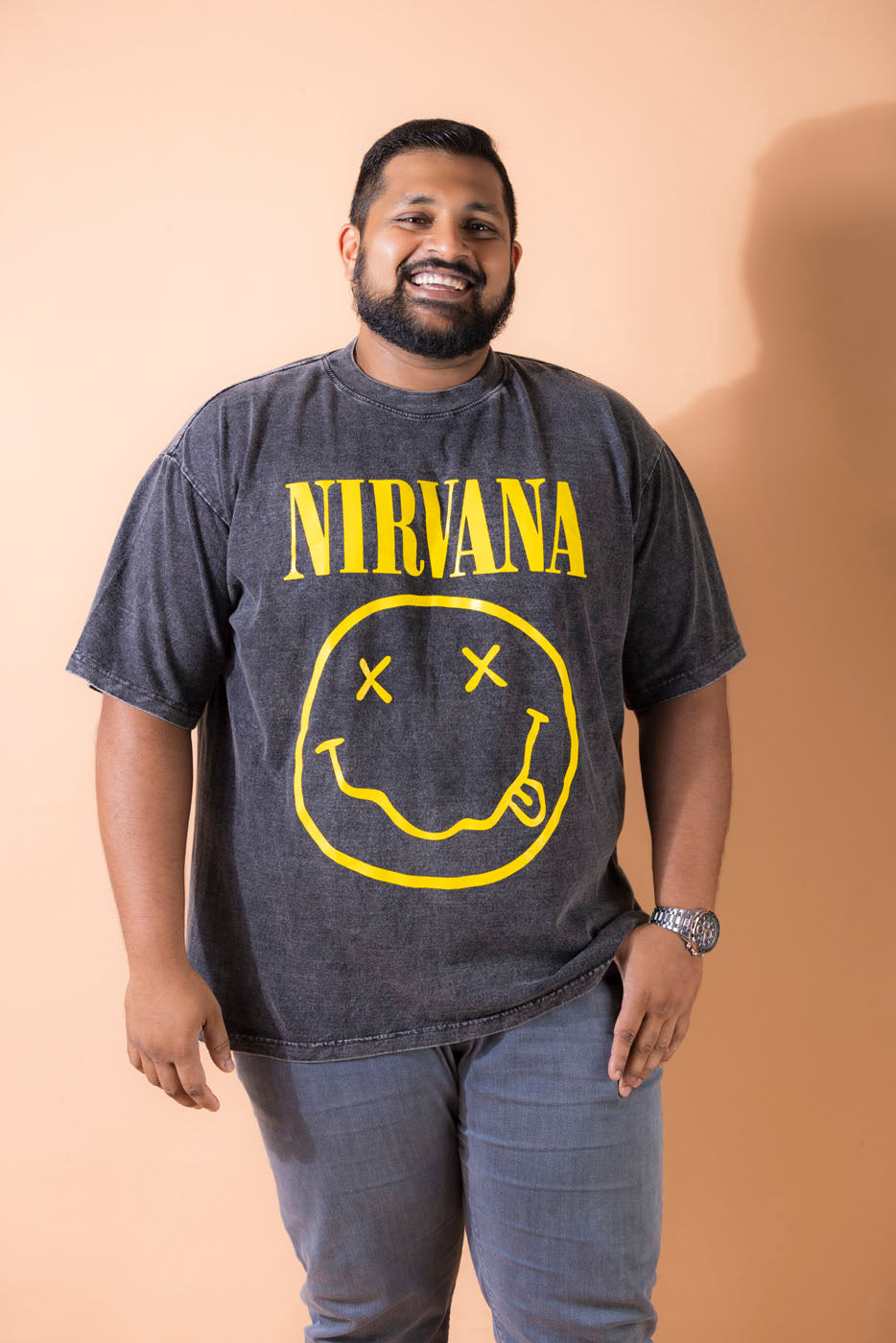 Nirvana Solid Print Acid Washed 3XL Tee