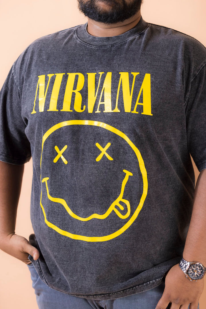 Nirvana Solid Print Acid Washed 3XL Tee