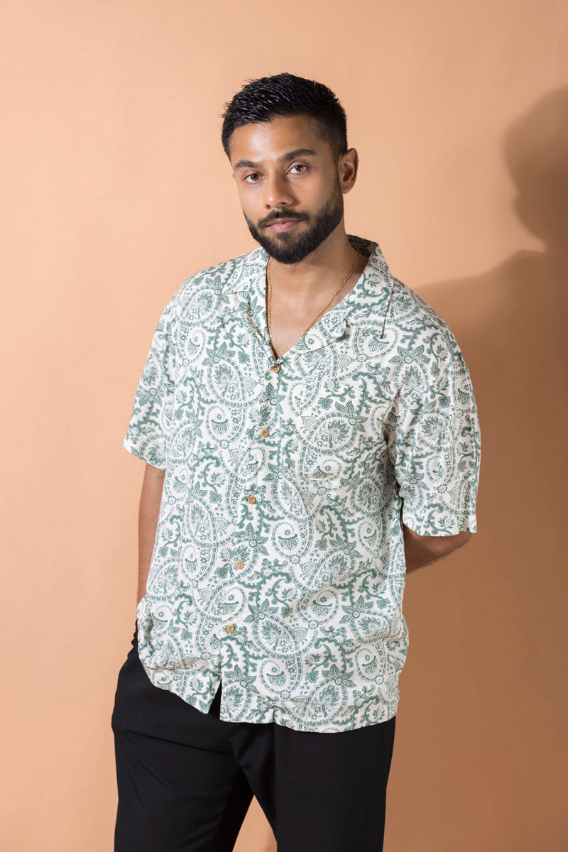 Oversized Relaxed Revere Shirt - Floral Print