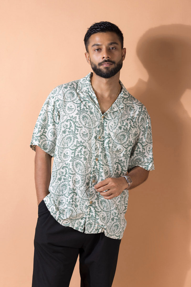 Oversized Relaxed Revere Shirt - Floral Print