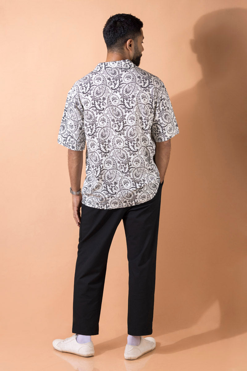 Oversized Relaxed Revere Shirt - Floral Print