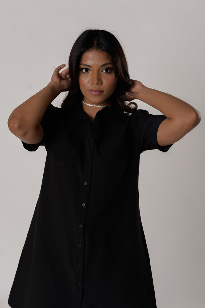 Black OS Shirt Dress